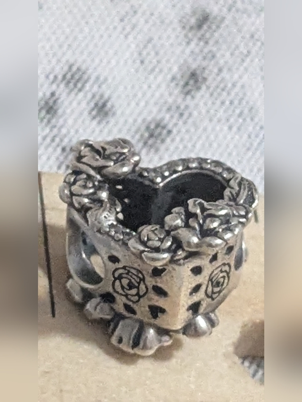 Sterling silver Heart Charm Open Heart Charm Rose Flower Charm